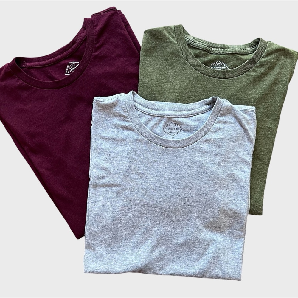 St John’s Bay Men’s Crew Neck T-shirts -Bundle of 3 tees
